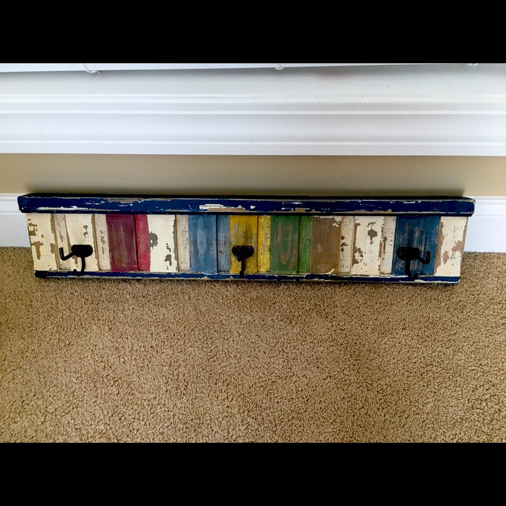 Pottery Barn Kids Distressed Wall Shelf With Hooks